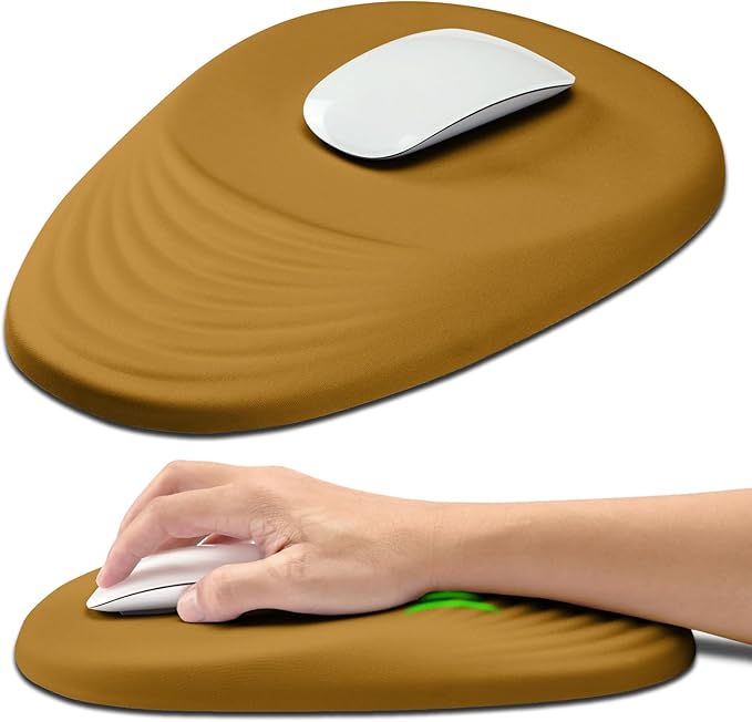 Hokafenle Ergonomic Mouse Pad Wrist Support with Stepped-Wedge Design, Wrist Rest Pain Relief Mousepad Filled with Memory Foam, Carpal Tunnel Mousepad for Wireless Mouse(12x8 inch,Goldenrod)