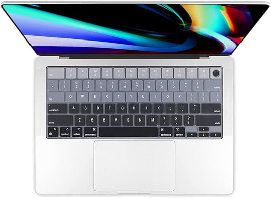 Batianda Premium Gradient Color Keyboard Cover for New MacBook Pro 14'' Pro 16'' 2024 2023 M4 M3 M2 M1 Pro/Max Chip & New MacBook Air 13 15 inch Soft-Touch Silicone Protective Skin,Gradient Grey