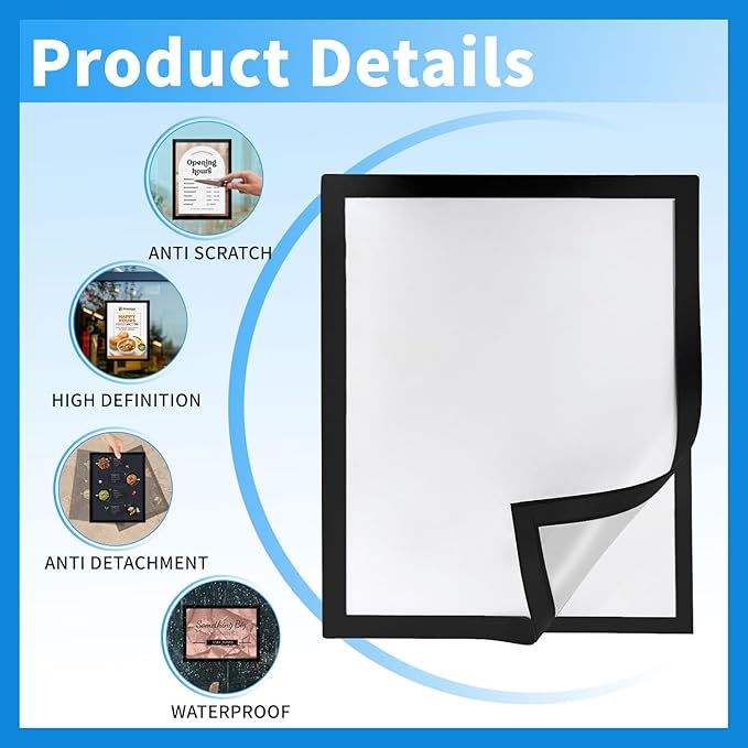 Inpack Magnetic Sign Holder 8.5 x 11, Self-Adhesive Magnetic Frames For Wall, Magnetic Picture Frame Document Holder with Clear PVC Cover for Office Home Store Restaurant (12 PACK)