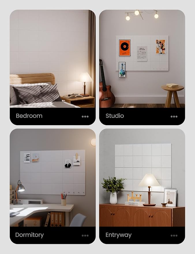 Large Felt Bulletin Board 36" x 24"Cork Board Alternative-6 Pack with 40 Safe Removable Adhesive Tabs, Cork Boards for Walls Cork Board for Home Office Classroom Pin Board-Milky White