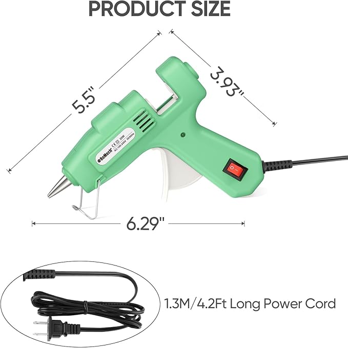 ROMECH 20W Mini Hot Glue Gun with 30 Glue Sticks Set, Fast Preheating 20W Hot Glue Gun Kit Heavy Duty Gluegun for Craft, DIY, Repairs (Green)