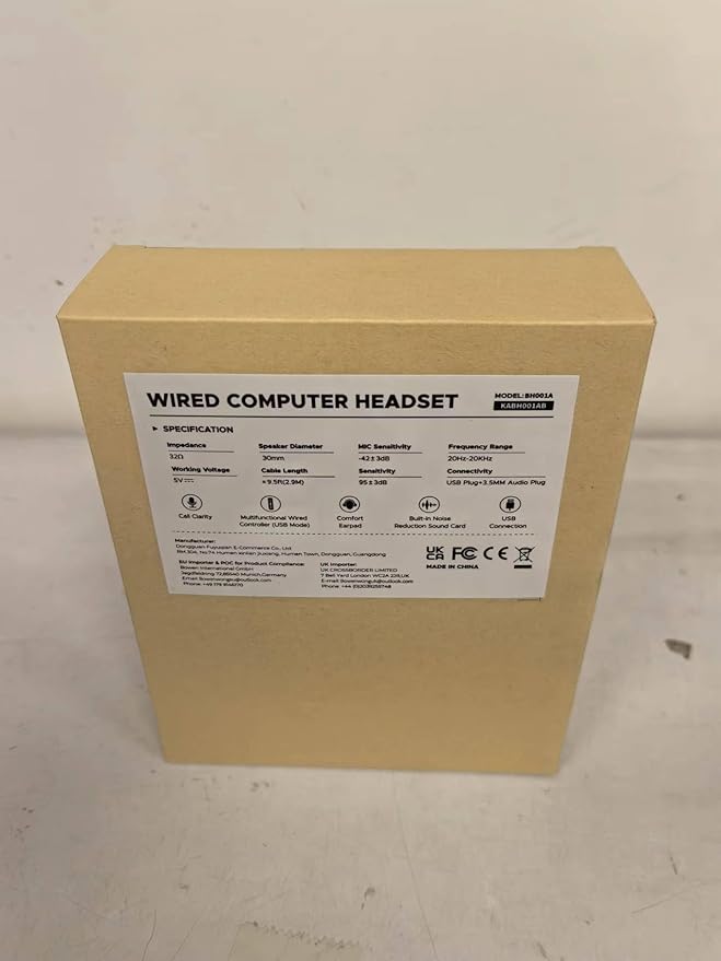 USB Headset with Microphone, 3.5mm Wired Computer Headsets with Noise Cancelling Microphone, Stereo Headphones with MIC for PC, in Line Controls, Work Headset for Skype Zoom Tablet Laptop