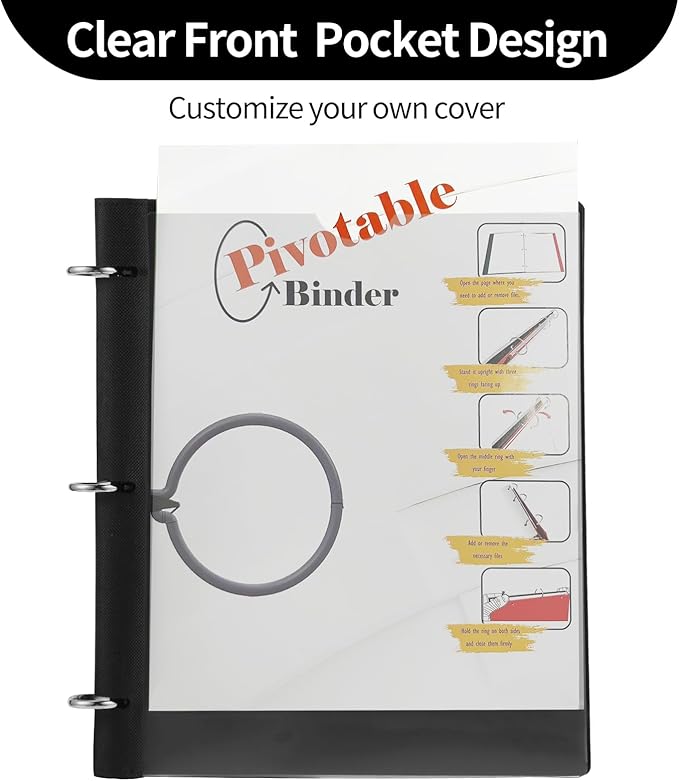 360° Pivotable 3 Ring Binder, Upgraded Foldable Binders 1 inch 2 Pack, Thin Small Three Ring Binder Fits 8.5" x 11", for Home, School and Office Binders Supplies - White