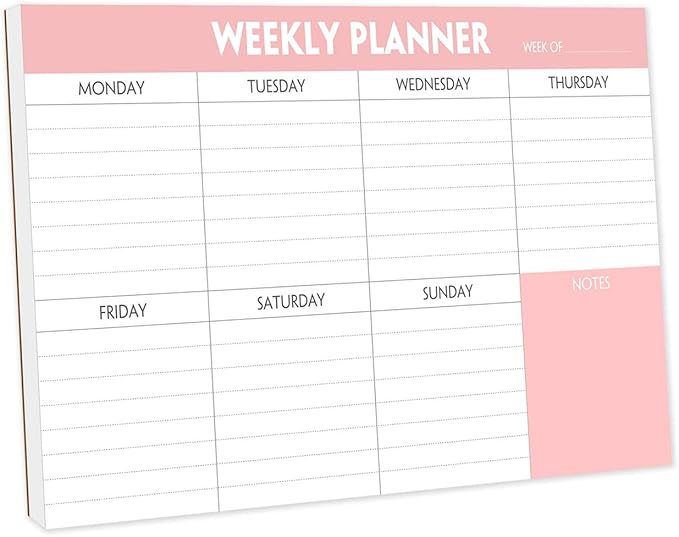 Weekly Planning Pad - Tear Off To Do List Pad with Daily Schedule & Calendar, 52 Sheets, 100gsm Paper, Undated Weekly Planning Notepad, 6x9 in