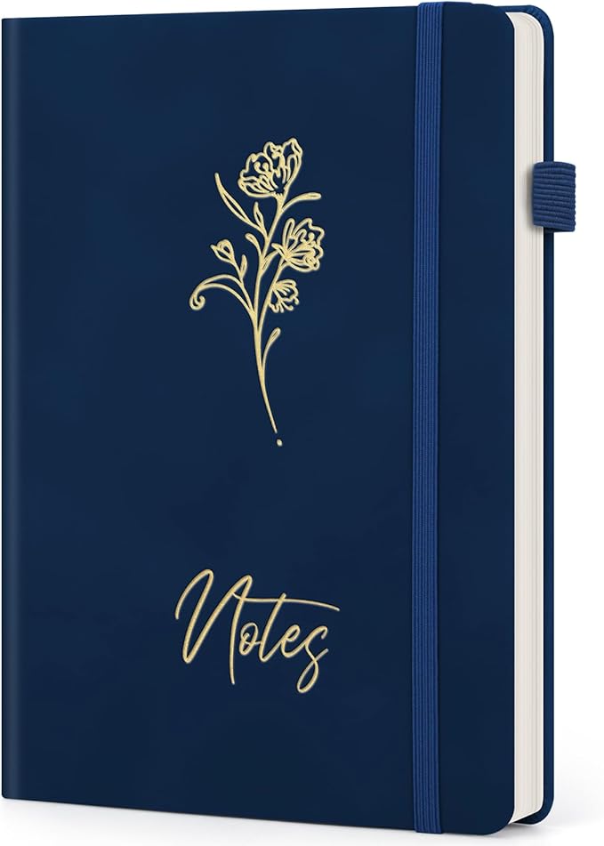 Lined Journal Notebook For Women Men, 200 Pages A5 Hardcover Leather Journals For Writing College Ruled Notebook For Work School Note Taking Business Diary Notepad 5.7'' X 8.3''- Deep Blue