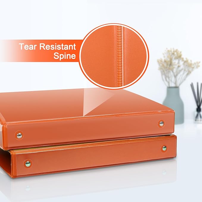 COMIX 3 Ring Binder 1 inch with Clear View Cover, 1" View Binder Holds 200 Sheets of US Letter Size Paper, 6 Pack (Orange)