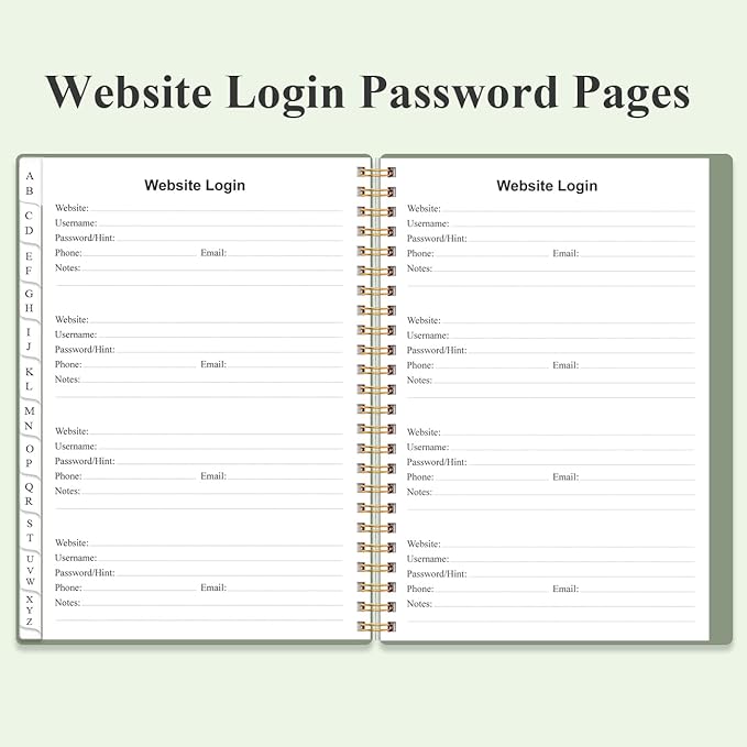 Address Book with Alphabetical Tabs - A5 Telephone & Address Book with Address Contacts, Special Date, Phone, Birthday & Internet Login Password for Home and Office, 6.2" x 8.5", Green