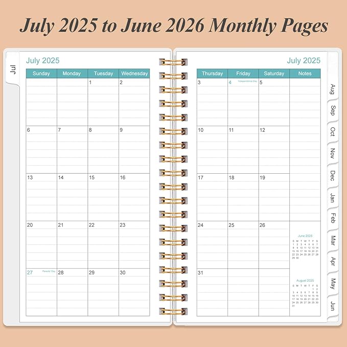 2026 Pocket Planner/Calendar - 2026 Planner from January 2026 - December 2026, Planner 2026 with 12 Tabs, Twin-Wire Binding, Inner Pocket, 3.75" x 6.75, Rose Leaf