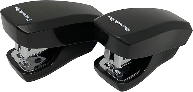 Aria Premium Mini Stapler Set by PraxxisPro - with Built-in Staple Removers, 2000 Standard Staples Included - for Office, School, and Travel (Black and Black)