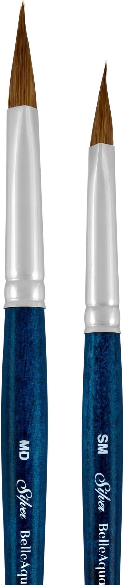 Silver Brush Limited BA-2762 BelleAqua Creative Shape 2pc Triangle Watercolor Brush Set, Premium Short Handle Small and Medium Triangle Artist Painting Brushes with Soft Red Sable Synthetic Filaments