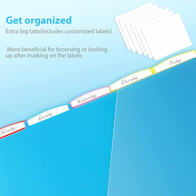 5 Tabs Plastic Dividers with 2 Clear Pockets - 3 Sets, Pocket Dividers for 3-Ring Binders, Multi-Color Binder Dividers, Total 15 Tabs