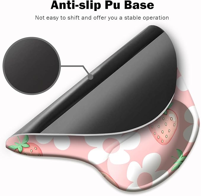 Ergonomic Mouse Pad with Wrist Support,Mouse Pad with Wrist Rest and Coaster Set,Office Supplies Non-Slip Mouse Pads for Desk, Non-Slip Comfortable,Pink Floral Kawaii