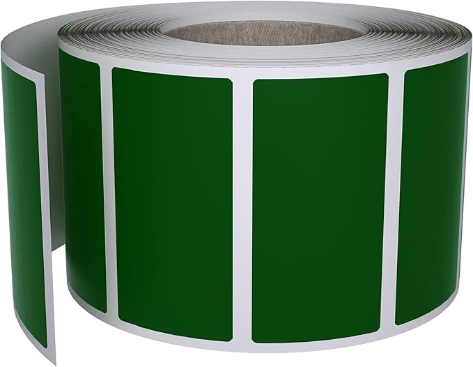 Royal Green Rectangular Small Label Roll 40mm x 19mm Rectangle Stickers in Forest Green (1.57 inch x 0.75) - 500 Pack