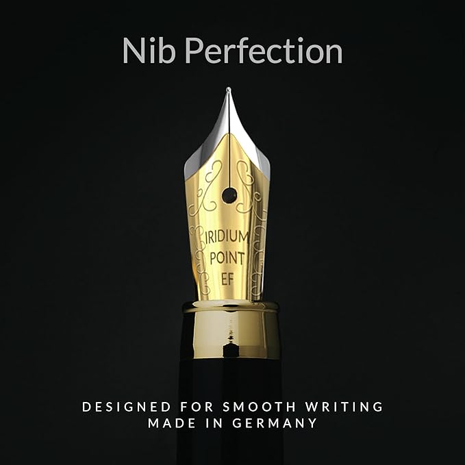 Wordsworth & Black Fountain Pen Set, Luxury Bamboo Wood - Extra Fine Nib, Gift Case; Includes 6 Ink Cartridges, Ink Refill Converter -Journaling, Calligraphy; Drawing, Smooth Writing [Brown Wood]