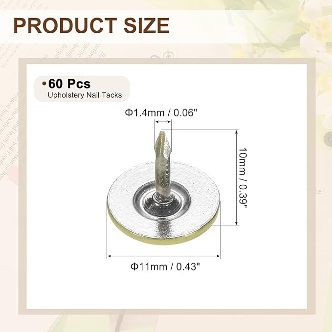 uxcell 100Pcs Upholstery Tacks, 11mmx10mm Flat Head Thumb Tack Decorative Furniture Nails Push Pins for Furniture Sofa Headboards, Yellow