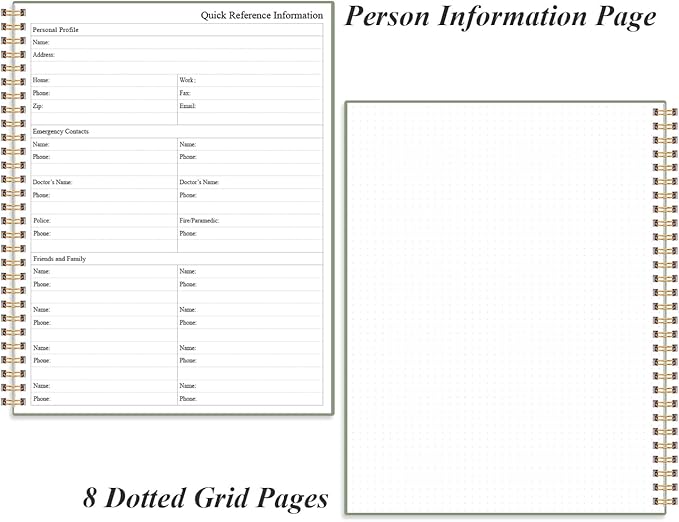 Daily Planner Undated - A4 To Do List Notebook Hourly Schedules, Spiral Appointment Planner for Women and Men,PVC Hardcover, Inner Pocket, Elastic Closure, 8.5" x 11", Green