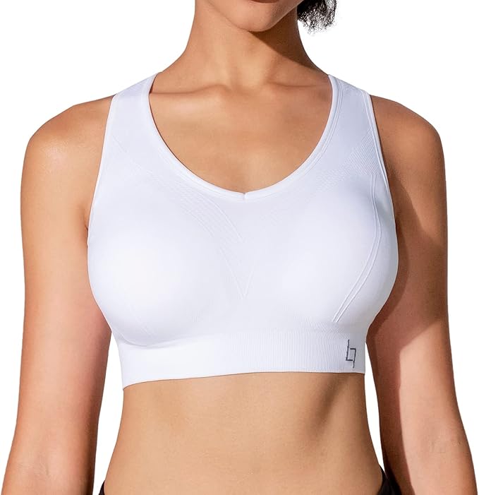 FITTIN Racerback Sports Bras for Women - Padded Seamless Support Bra for Yoga Gym Workout Fitness