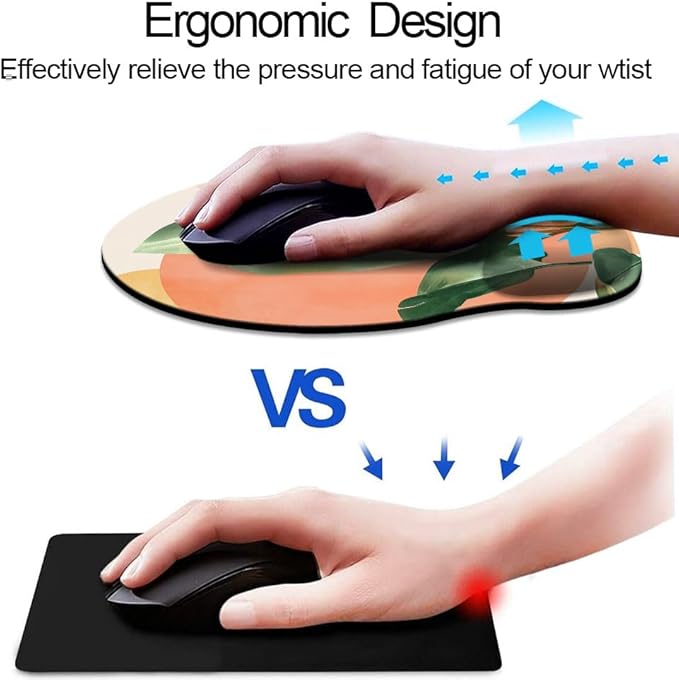 Ergonomic Mouse Pad with Wrist Support,Mouse Pad with Wrist Rest and Coaster Set,Office Supplies Non-Slip Mouse Pads for Desk, Non-Slip Comfortable,Tropical Plants