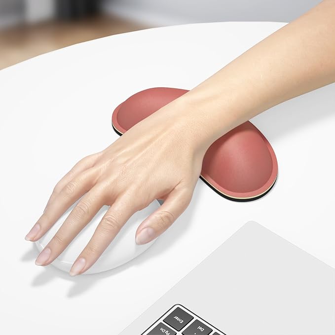 Dapesuom Mouse Wrist Rest, Ergonomic Memory Foam Mouse Wrist for Computer Desk Mats Support, Hand Rest Pad Cushion for Gaming, Office, Laptop, Men, Women, Pain Relief & Easy Typing, Indian Red