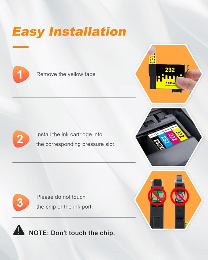 232XL Ink Cartridges Combo Pack Remanufactured Replacement for Epson 232 Ink Cartridge for Epson 232 232XL 232 XL T232 to use with Epson XP-4205 XP-4200 Workforce WF-2930 WF-2950 Printer (4 Pack