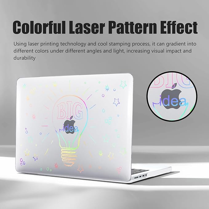 DTangLsm Compatible for MacBook Air 13 inch Case 2025 2024 2023 2022 M4 A3240 M3 A3113 M2 A2681, Clear Laser Print Plastic Hard Shell Case for MacBook Air 13.6 inch + Keyboard Cover, Transparent Blub