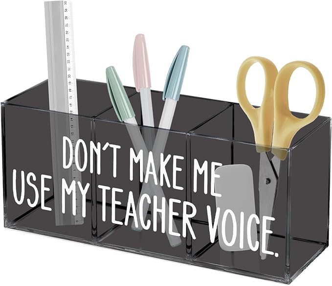 Teacher Pencil Holder, Funny Teacher Gifts Pen Holder for Desk, Gifts for Teacher Professor Mentors, Teacher Gifts Acrylic Pen Pencil Holder Organizer for Office Desk Accessories