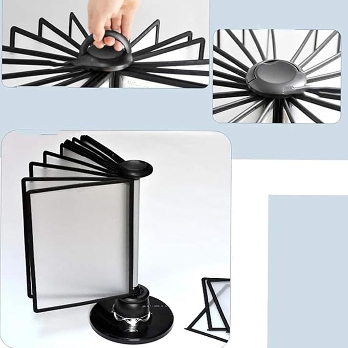 Rotatable Desk Reference Organizer Deluxe Desktop Flip Display Folder 20 Double-Sided Panels 40 Sheet Capacity Multifunctional Desktop Reference System for Office Hotel