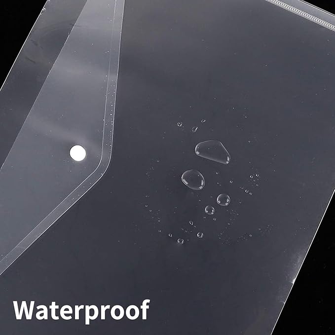 EOOUT 30pcs Plastic Envelopes, Clear Reusable Poly Envelope Waterproof File Folder with Snap Button, US Letter, A4 Size, for School Office Supplies