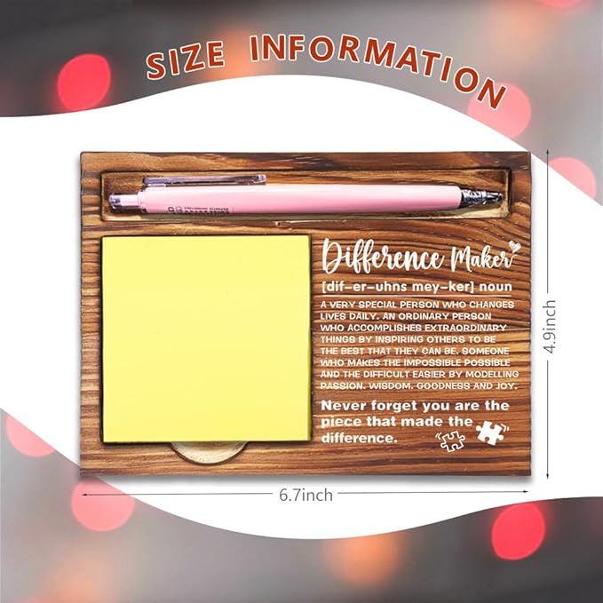 Difference Maker Gifts for Women, Thank You Gifts for Coworkers Mentor, Coworkers Gift Ideas, Going Away Gift Retirement Gift for Coworker Boss Office Decor Self-Stick Note Pad Holders-DW11