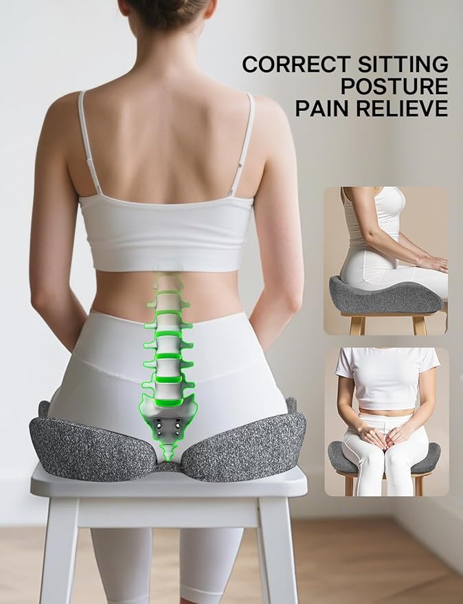 Seat Cushion, SC 200G Seat Cushions for Office Chairs, Car Seat, Wheelchair - Sciatica & Tailbone & Coccyx Pain Relief Pillow for Driver Sedentary People（Size:22.8 * 16.5 * 4.3 in-Grey）