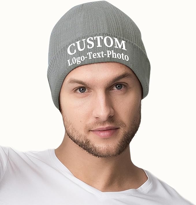 Custom Beanie for Men Women Bulk Custom Winter Hat Beanies with Logo Text Image Personalized Knit Hats Gifts for Business