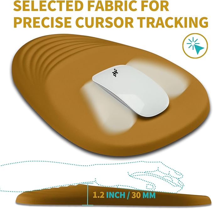 Hokafenle Ergonomic Mouse Pad Wrist Support with Stepped-Wedge Design, Wrist Rest Pain Relief Mousepad Filled with Memory Foam, Carpal Tunnel Mousepad for Wireless Mouse(12x8 inch,Goldenrod)