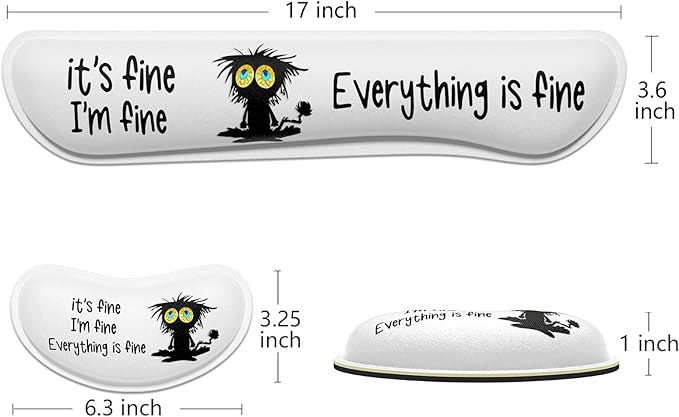 Dapesuom Enlarge Keyboard Wrist Rest, Memory Foam Wrist Cushion for Desk Mats Support, Typing Pain Relief Keyboard Mouse Pad Rests Set with Non-Slip Base for Gaming Laptop Office Computer, Cute Cat