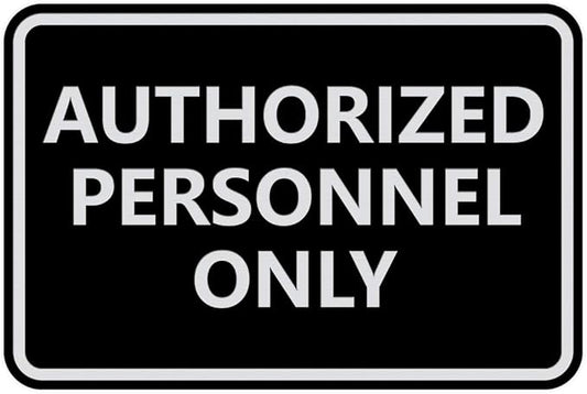 Signs ByLITA Classic Framed Authorized Personnel Only Sign (Black/Silver) - Large 5 Pack