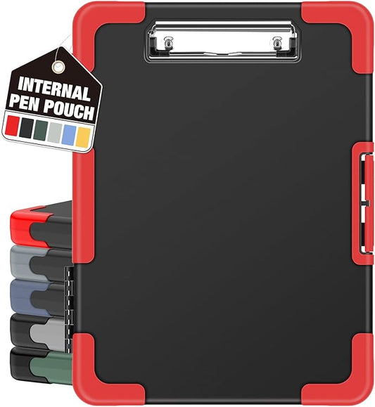 Sooez Toughest Clipboard with Storage, Internal Pen Pouch Included, Letter/ A4 Size, Shockproof Heavy Duty Plastic Clip Boards 8.5x11”, High Capacity Clipboards Box Case for Contractor Trucker Driver