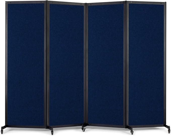 Room Partition,Office Divider,Portable Commercial Screen Dividers,Privacy Partition Separator,Classroom School Dividers,8'5"L* 6'7"H,4 Panel,Blue