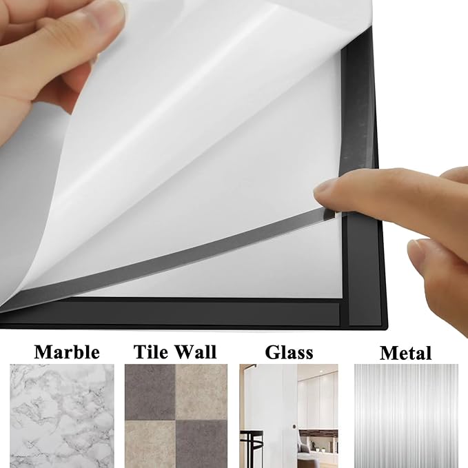 8.5x11 Magnetic Sign Holder Wall Mount,Self-Adhesive Plastic Display Frames,Clear PVC Sign Holder with Magnet Strip Border for Window/Door/Fridge/Document Notice Paper(24Pcs,Black)