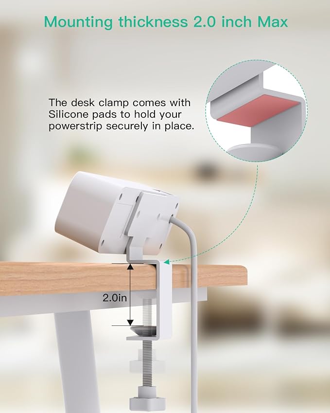 PD40W Desk Clamp Power Strip, Desktop Mount Surge Protector, Fast Charging Station, 5Ft Extension Cord Desk Edge Mount Shelf with 4 Outlets 4 USB Ports (2 USB C), Home Office Accessories Essentials