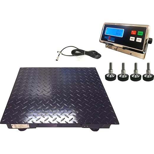 SellEton SL-700-2x2 Floor Scales, Accurate Pallet Scales with Smart Digital Indicator for Warehouse Shipping and Heavy Duty Industrial Weighing (24"x24", 2500 lb x 0.5 lb)
