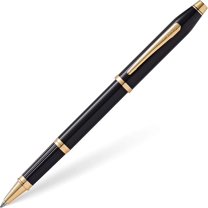 Cross Century II Refillable Rollerball Pen Presented in a Luxury Gift Box - Medium Point, Black Ink, Black & Gold