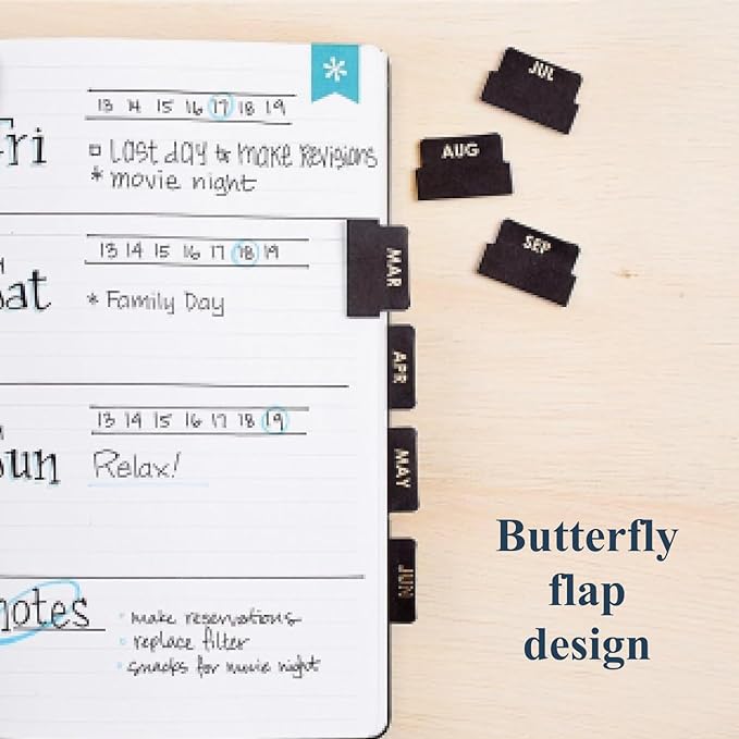 Erin Condren Designer Accessories - Monthly Adhesive Tabs, Neutral Metallic (Set of 12). Great for Organizing and Sorting in Planners, Agendas, or Notebooks by Month