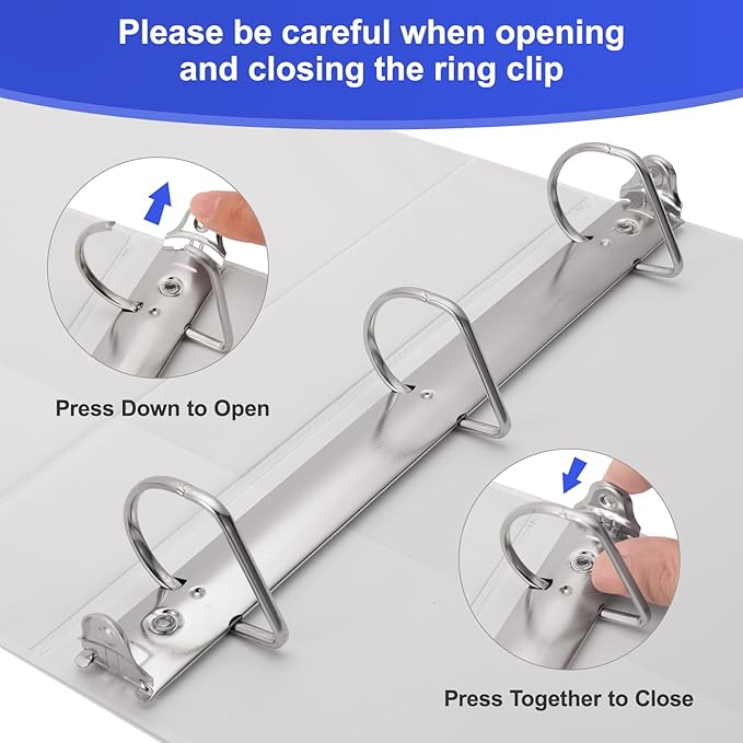 Comix Sturdy 3-Ring-Binder 1-inch D Ring Binders Hold 225 Sheets of 8.5" x 11" Paper, 8 Pack (White)