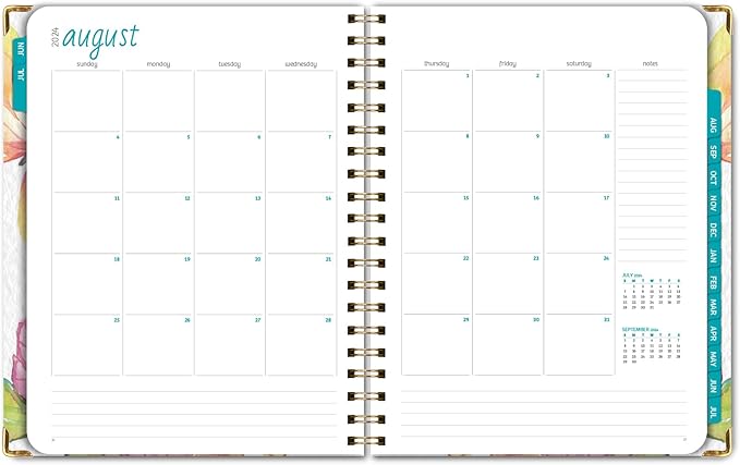 HARDCOVER Academic Year 2024-2025 Planner: (June 2024 Through July 2025) 8.5"x11" Daily Weekly Monthly Planner Yearly Agenda. Bookmark, Pocket Folder and Sticky Note Set (Watercolor Butterflies)