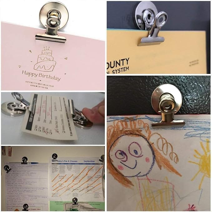 Grtard 60pack Magnetic Clips Heavy Duty, Silver Magnet Clips for Fridge, Refrigerator Magnets, Strong Magnetic Clip,Scratch Free Magnets with Clip for Refrigerator, Whiteboard, Classroom, Locker