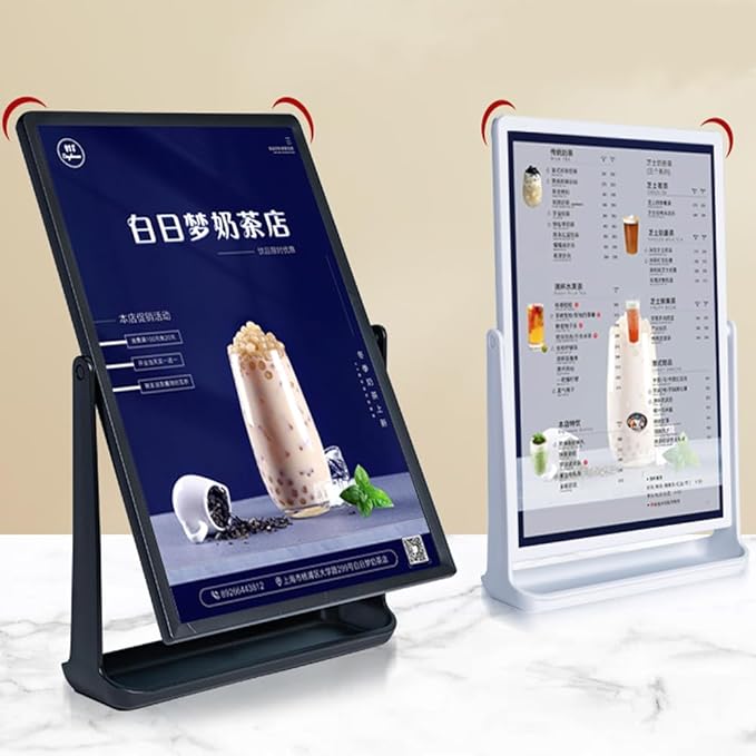 ABS Plastic Sign Holder, Menu Displays T Shape Sign Stand, Rotating Display Stand for Ads, Menu, Photos, Business Card (Black A5 148×210mm/ 5.83×8.27 inches)