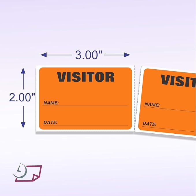 NextDayLabels - 3 x 2 Visitor Labels Pass, ID Labels and Safety Identification Badge Stickers 500 Per Roll (Fluorescent Orange)