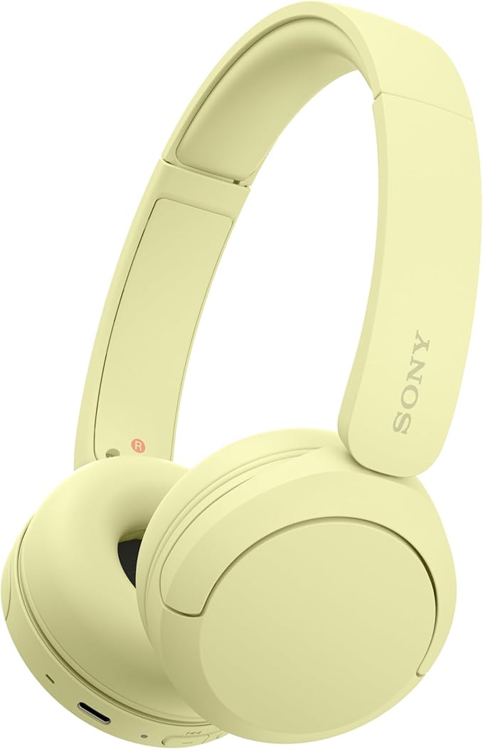 Sony WH-CH520 Wireless Headphones Bluetooth On-Ear Headset with Microphone and up to 50 Hours Battery Life with Quick Charging, Butter Yellow