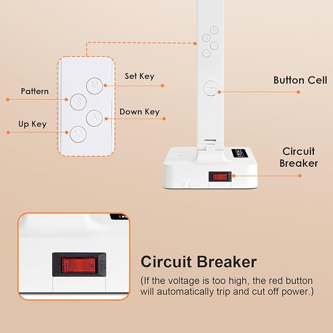 Infiway Desk Lamp with USB Charging Port: LED Desk Lamps for Home Office - 1 Type-C, 1 USB-A Charging Port, 2 AC Power Outlets - Touch Control Dimmable 5 Color 5 Brightness