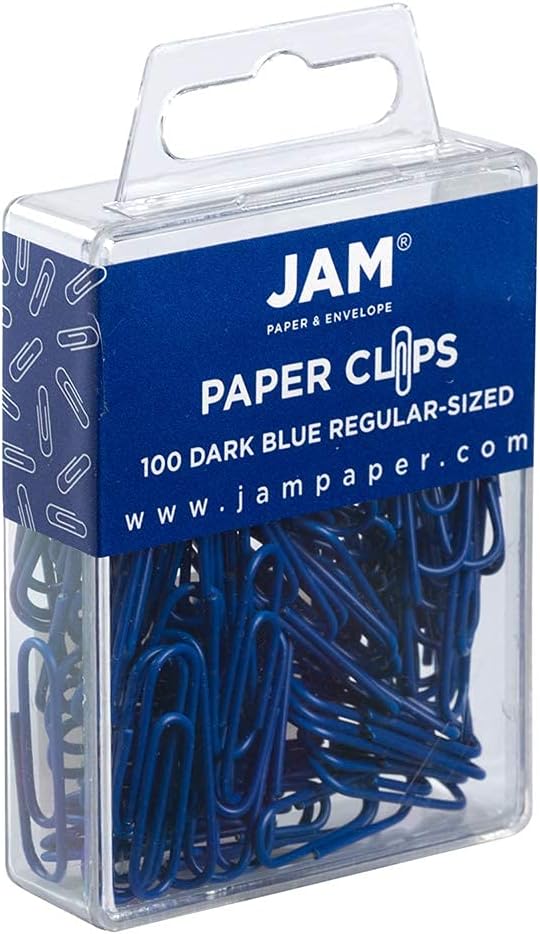 JAM PAPER Colorful Standard Paper Clips - Regular 1 Inch - Dark Blue Paperclips - 100/Pack