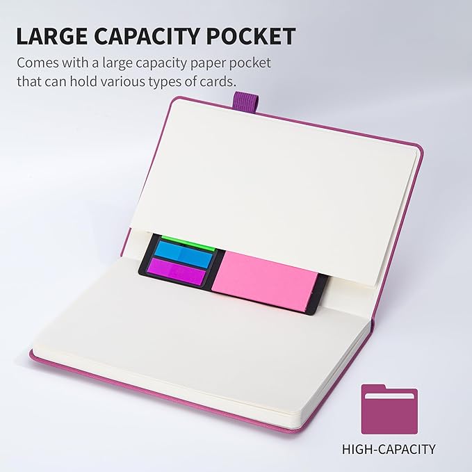 KaiRuiYing Lined Journal Notebook with Pen Holder, 160 Pages, 5.5'' × 8.6'' Medium Size A5-100 GSM Thick Paper, for Writing, Work, Office, Leather Hardcover